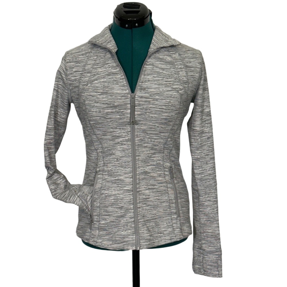 Lululemon Define Jacket Full Zip Thumbholes 8 Gray Space Dye W4ACYS Activewear